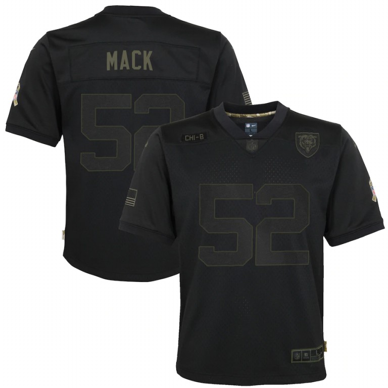 NFL Chicago Bears #52 Khalil Mack Nike Youth 2020 Salute to Service Game  Black jerseys